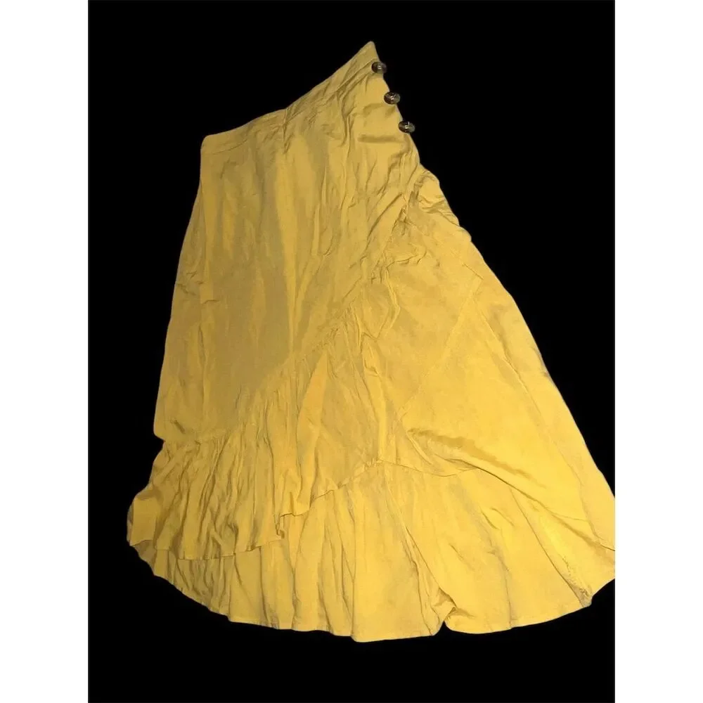 Allegrace Women's Vintage Yellow A-Line Skirt M Knee Length Casual
